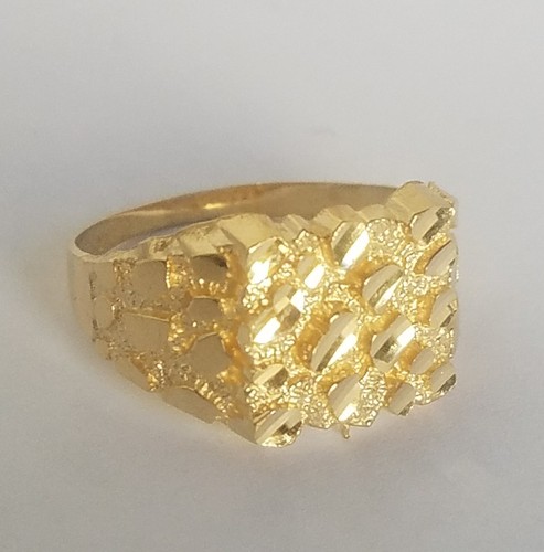 Pre-owned Handmade Man's Solid 14k Yellow Gold Nugget Ring S 9 10 11 12