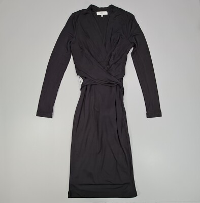Issa London Womens Wrap Dress Black 8 UK Knee Length Long Sleeves