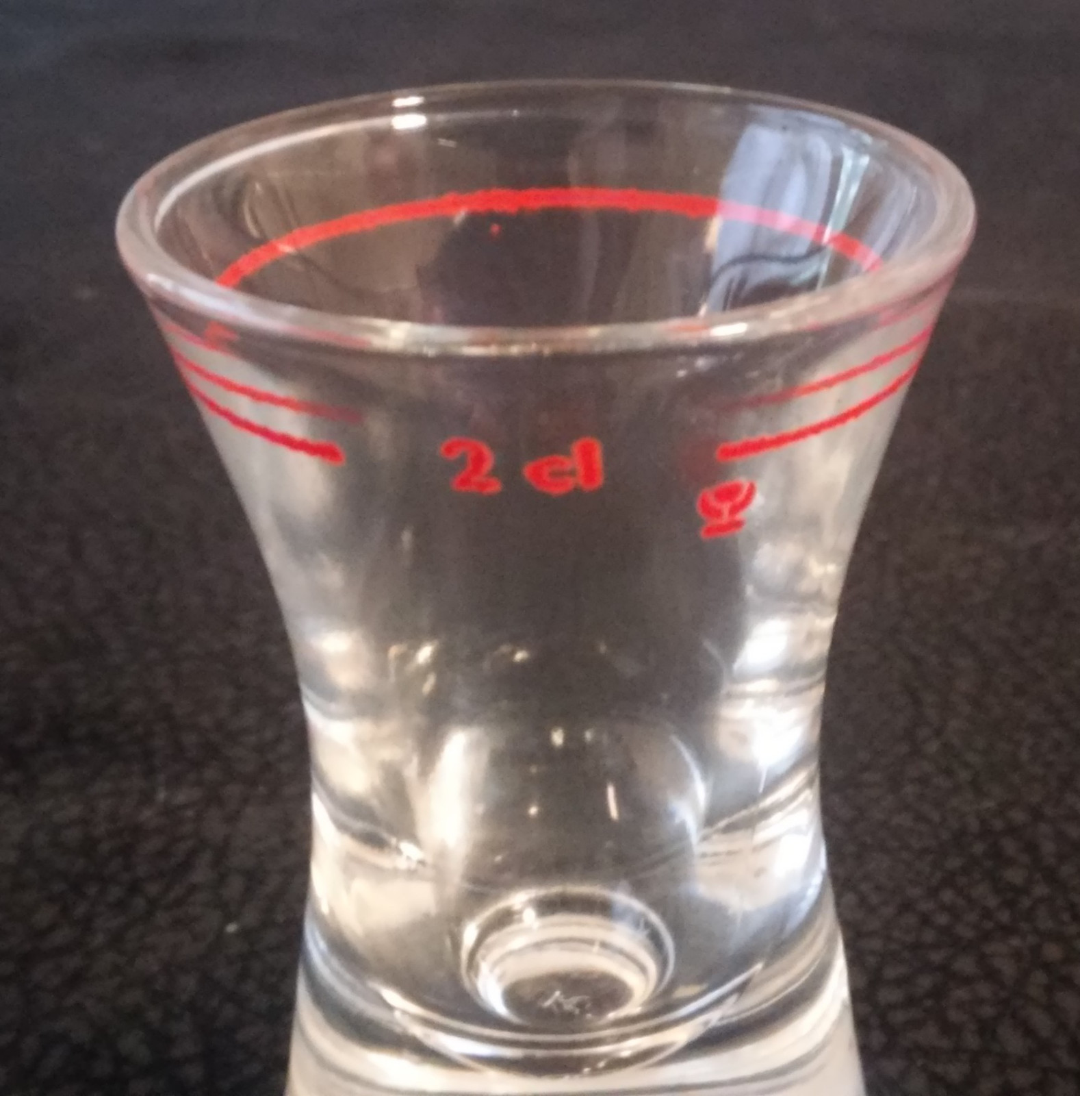Shot Glass with Red Line 2 cl w/ Flower Symbol 2 11/16