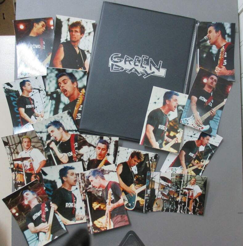 Green Day photos 16 wallet size glossy photos with custom binder LOGO on front!