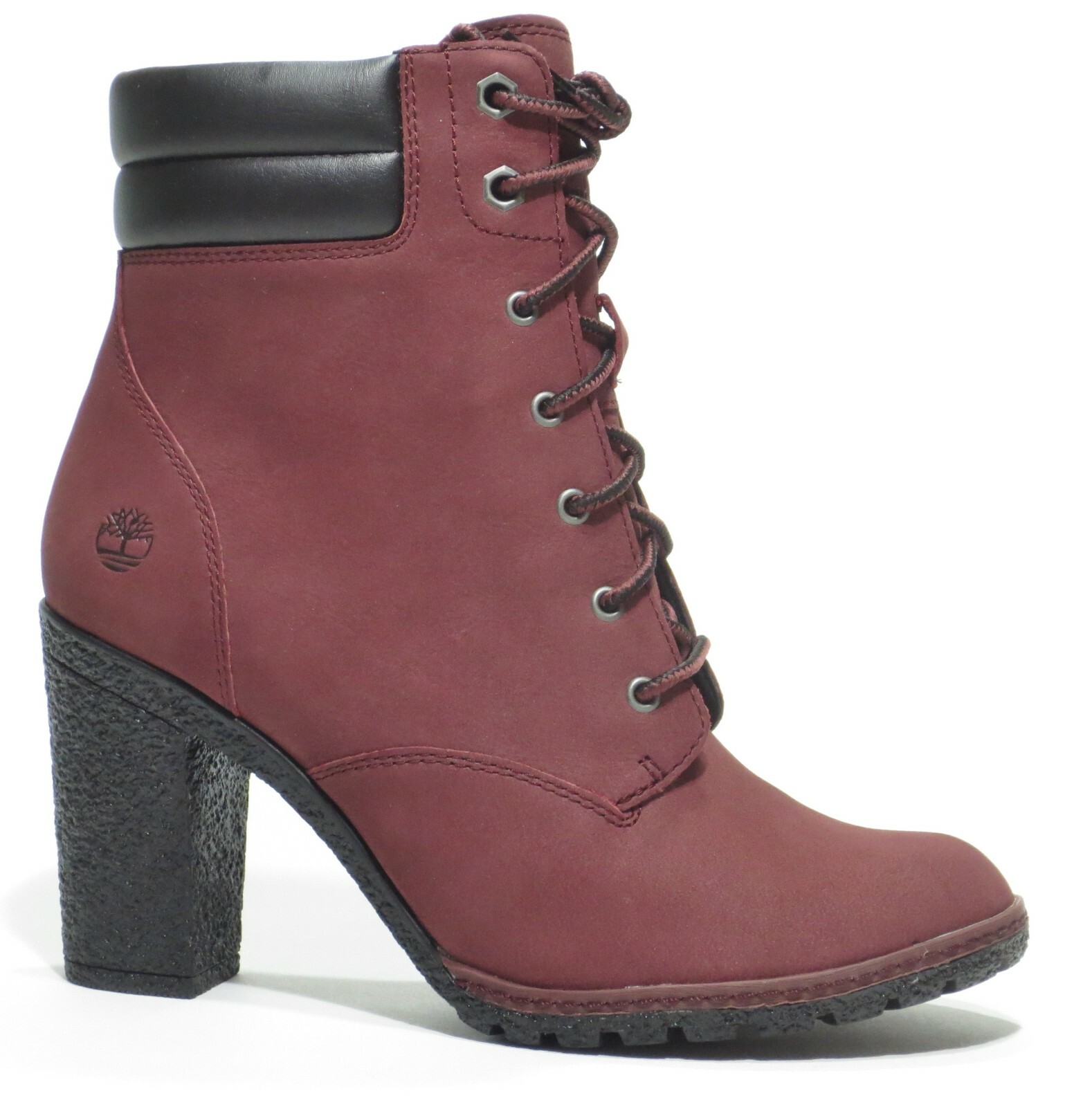 burgundy timberland heels