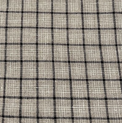 Natural Black Plaid 100% linen fabric 56  Width Sold By The Yard