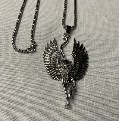 Goddess Bastet Egyptian Cat With Wings steel pendant necklace
