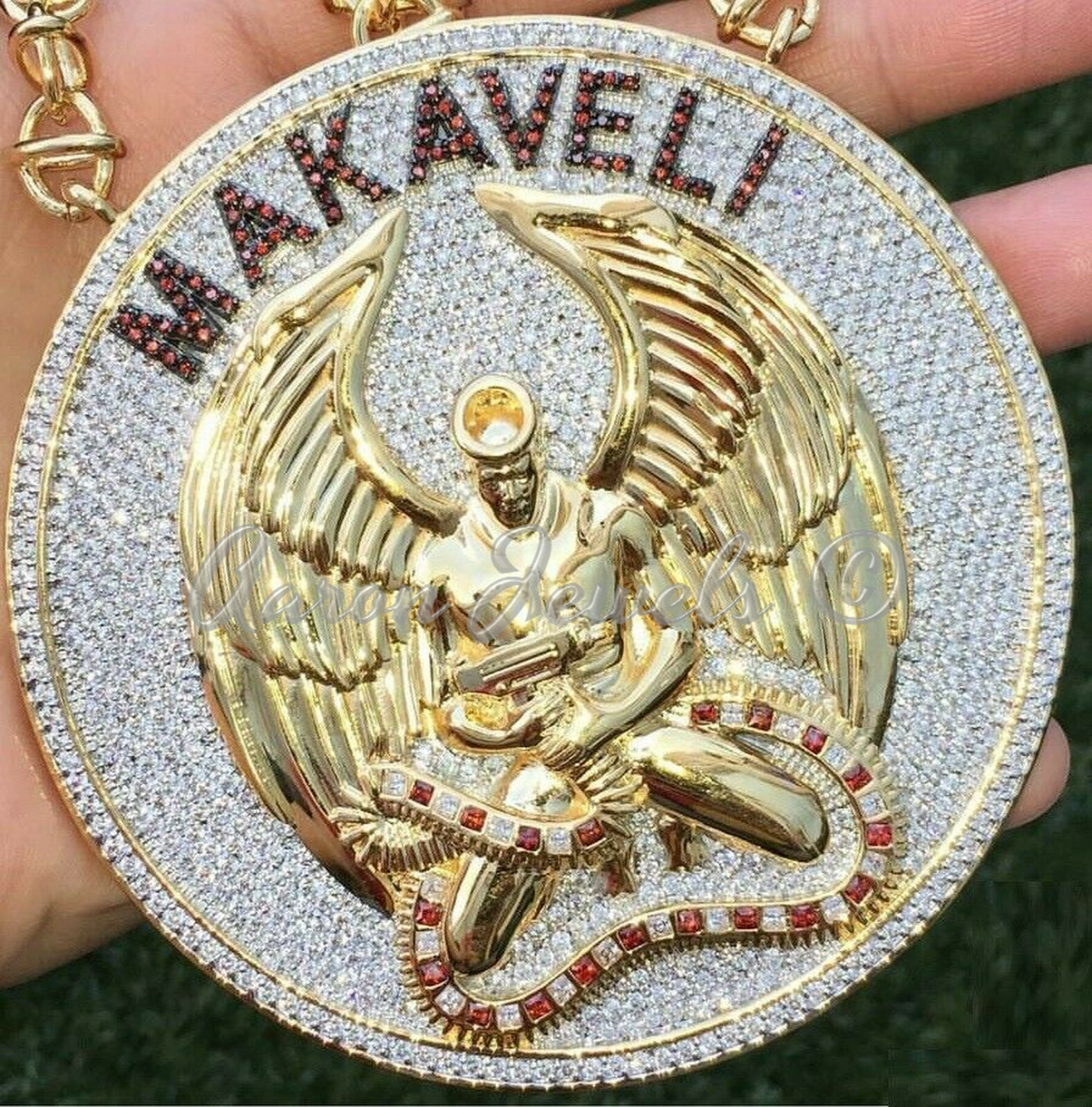 Pre-owned Handmade Men's 11.3ct Vvs1 Moissanite Custom Logo Name Big Pendant Silver Passes Tester In White/colorless