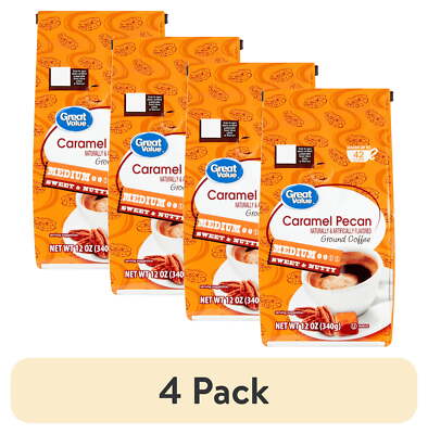 (4 pack) Great Value Caramel Pecan Ground Coffee, 12 oz.NEW.USA