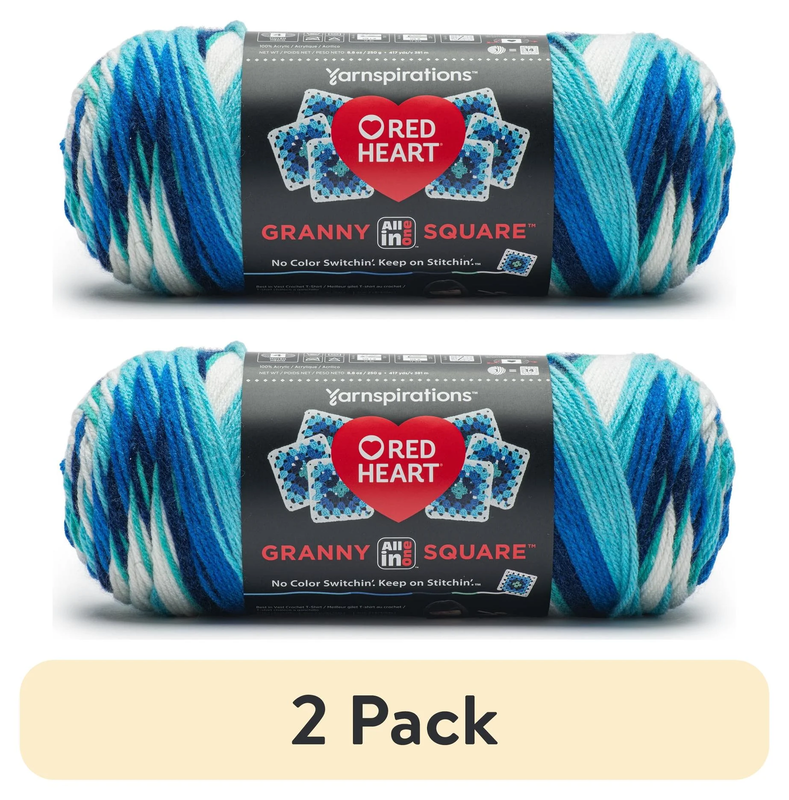 (2 Pack)  Granny Square Yarn, Soft White - Frigid, #4 Medium, Acrylic,