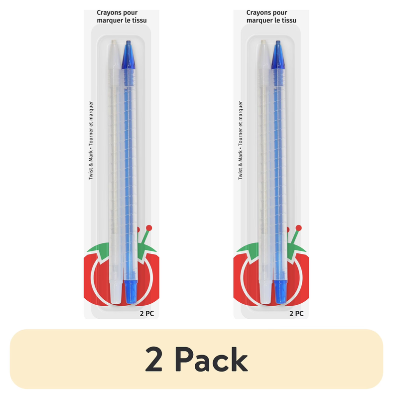 (2 Pack)  Retractable Fabric Marking Pencils, 2 Count, White and Blue