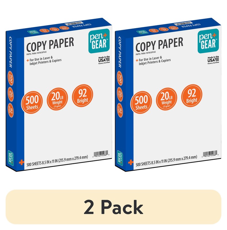 (2 Pack) Pen + Gear Copy Paper, 8.5 X 11, 92 Bright,20 Lb.,1 Ream (500 Sheets)