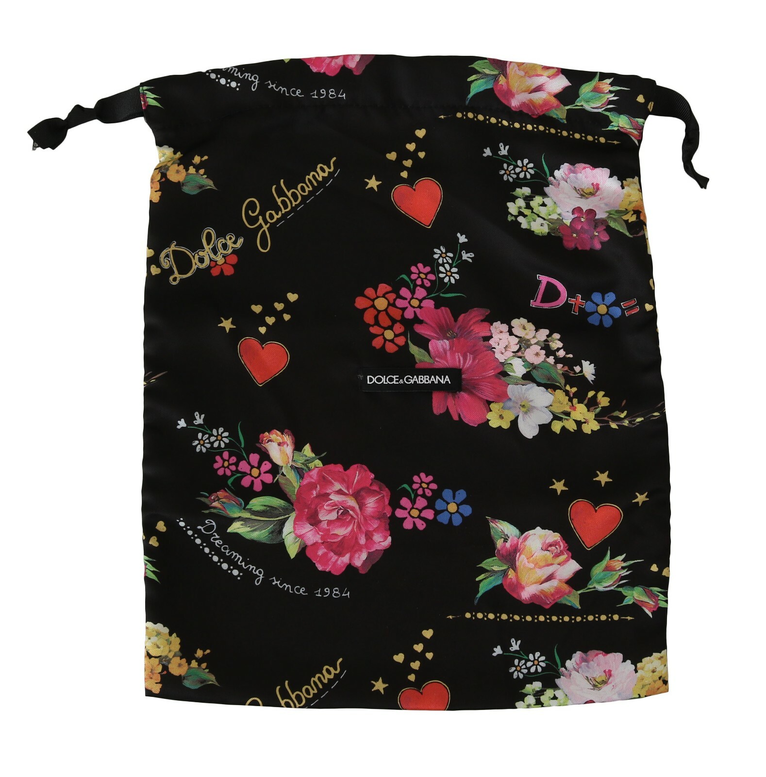 

DOLCE - GABBANA Сумка-пылесборник Черная сумка для обуви на шнурке с цветочным принтом 37см x 31см, Черный