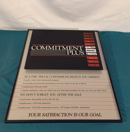Vintage GMC Truck Dealership Commitment Plus Sign 24x20 Nice Shape See Pictures