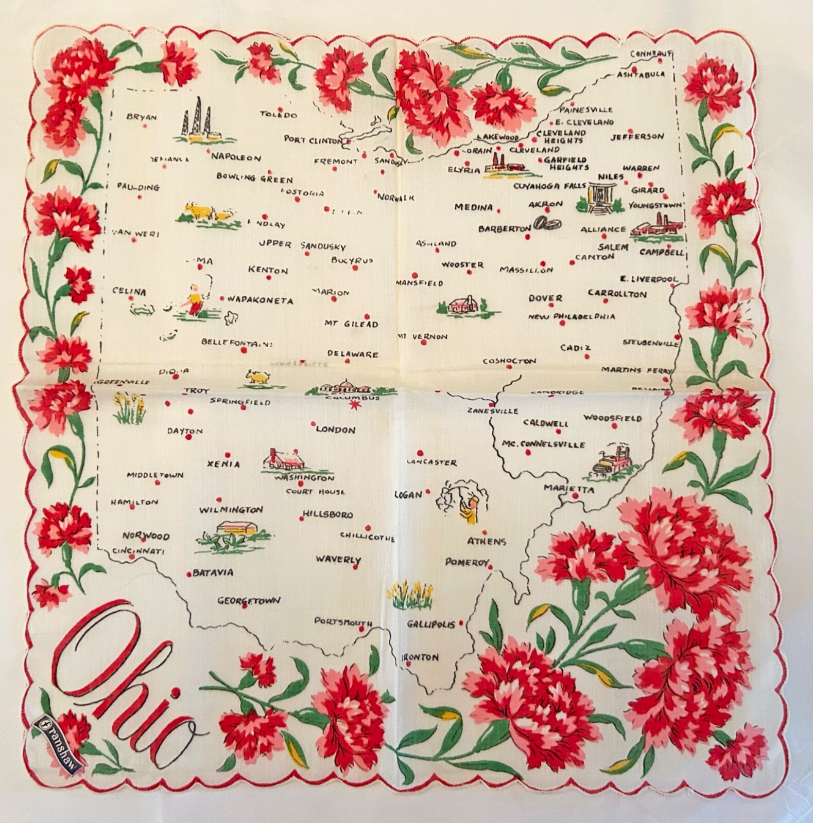 Vintage Franshaw State Souvenir Hankies Unused w/Original Tags YOUR CHOICE 1950s