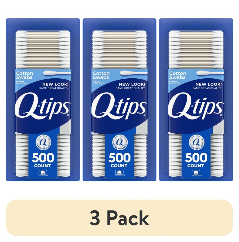 (3 Pack)  Cotton Swabs, Original, for Home, First Aid and Beauty, 100% Co