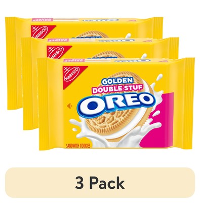 (3 Pack) OREO Golden Double Stuf Sandwich Cookies 15.25 Oz Can Be Soaked Protein