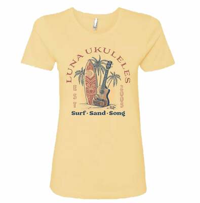 Luna Ladies Ukulele Banana Yellow T-Shirt, Extra Large