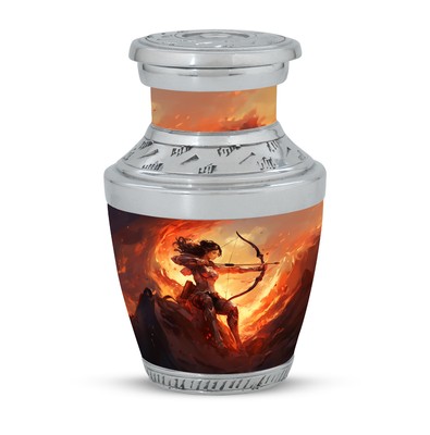 Urns For Adult Female Warrior Archer In Fiery Landscape (3 Inch) Pack Of 1