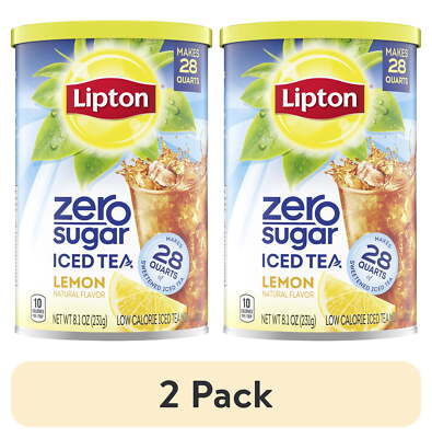 (2 Pack) Lipton Zero Sugar Iced Tea Mix Black Tea  Lemon Caffeinated 28 Quarts