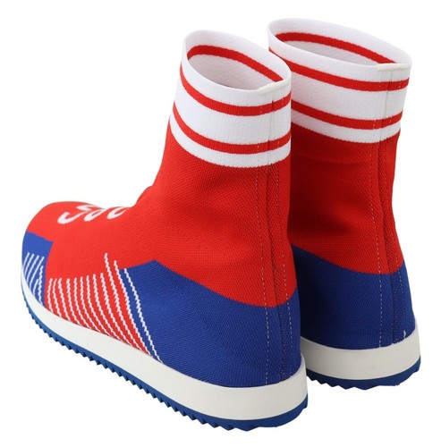 Pre-owned Dolce & Gabbana Dolce&gabbana Sorrento Men Red Blue Red Socks Sneakers Polyester Trainer Shoes