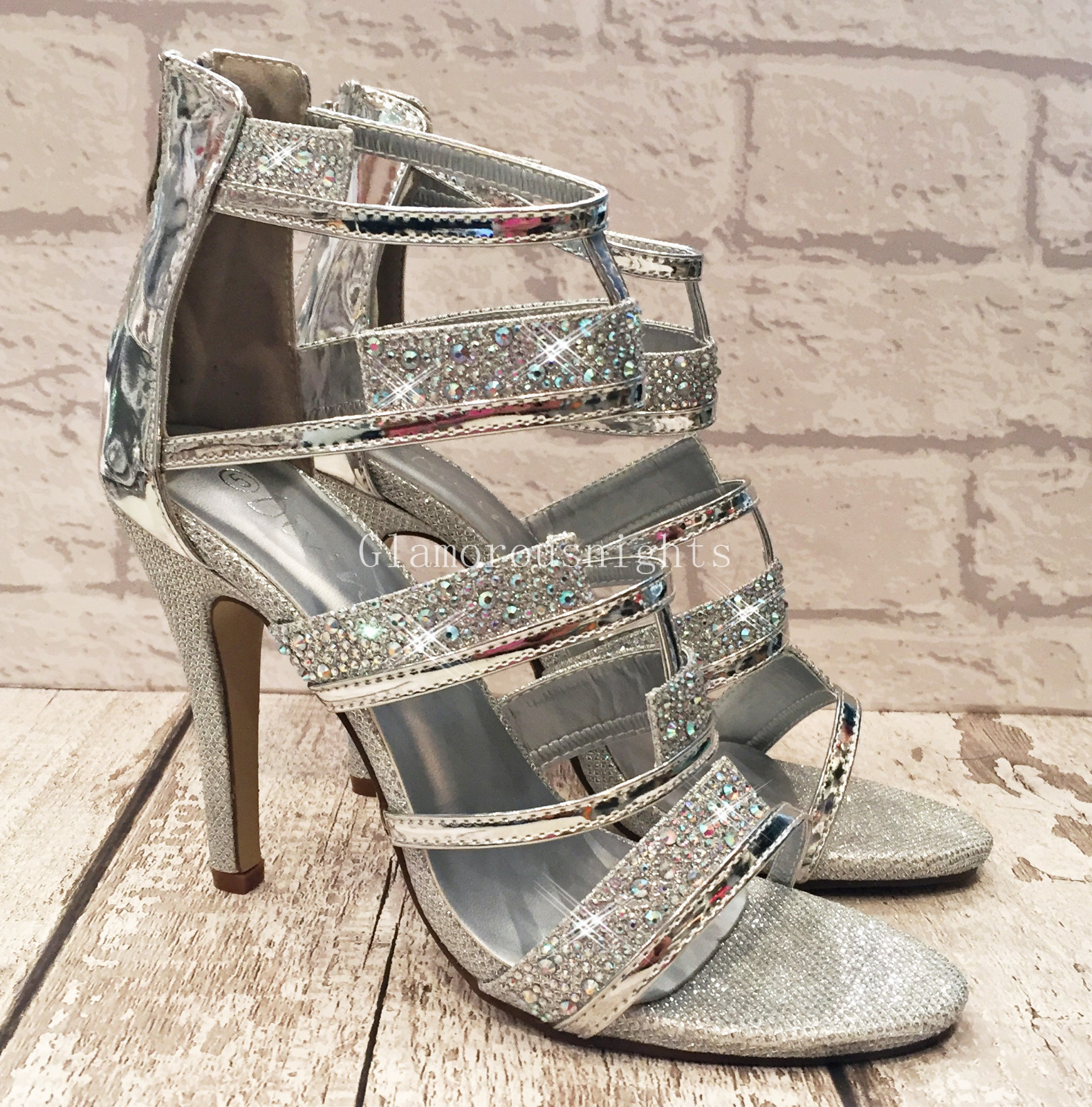ladies silver strappy sandals