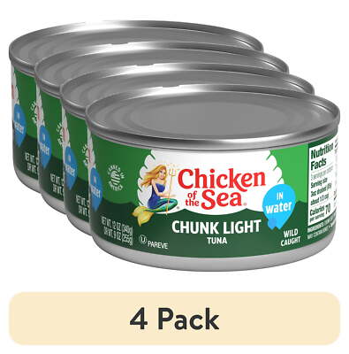(4 pack)  Chunk Light Tuna in Water, 12 oz Can