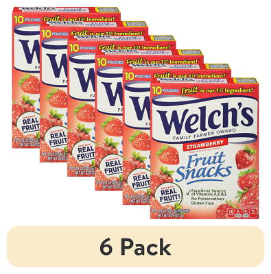 (6 pack) , Made With Real Fruit Fruit Snacks, Strawberry, .8 oz, 10 Count