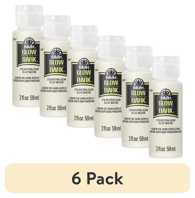 (6 Pack)  Glow-In-The-Dark Acrylic Craft Paint, Matte Finish, Neutral, 2