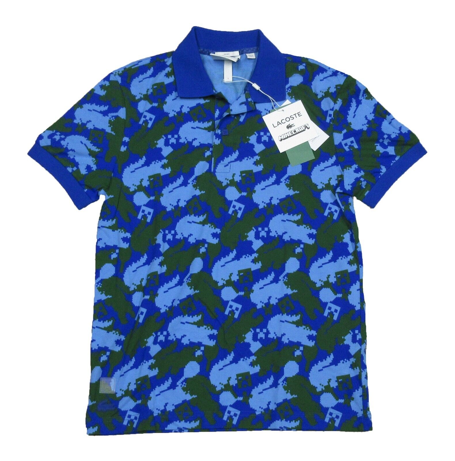 Lacoste x Minecraft Unisex Blue All Over Graphic Print Short Lacoste x Minecraft Unisex Blue All Over Graphic Print Short