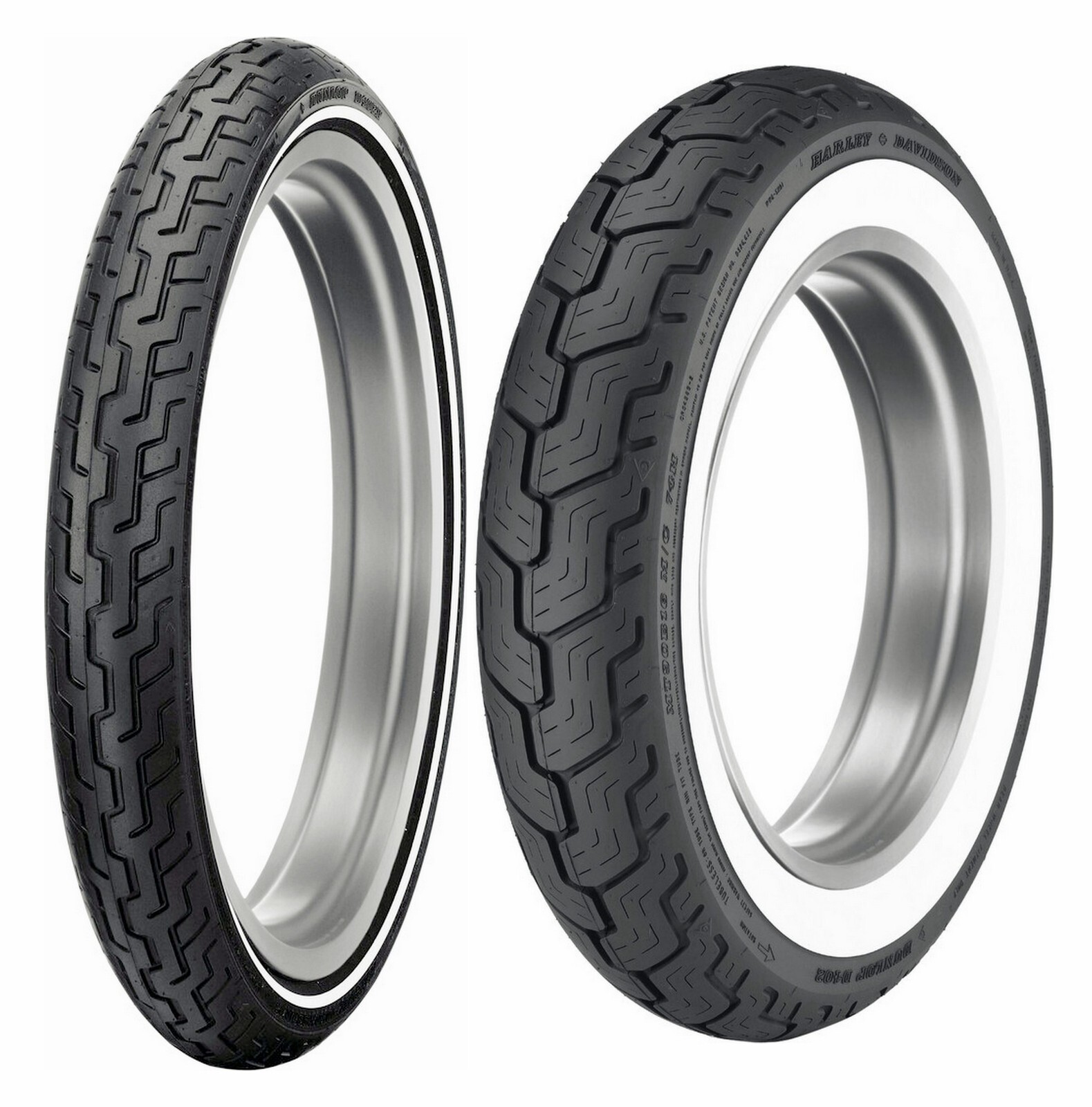Dunlop MH90-21 & MT90-16 D402 White Wall Tires Harley