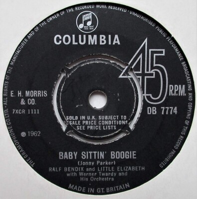 Ralf Bendix - 7'' UK 45 - Baby Sittin' Boogie - 1962 - Columbia DB 7774 - NWS  G+