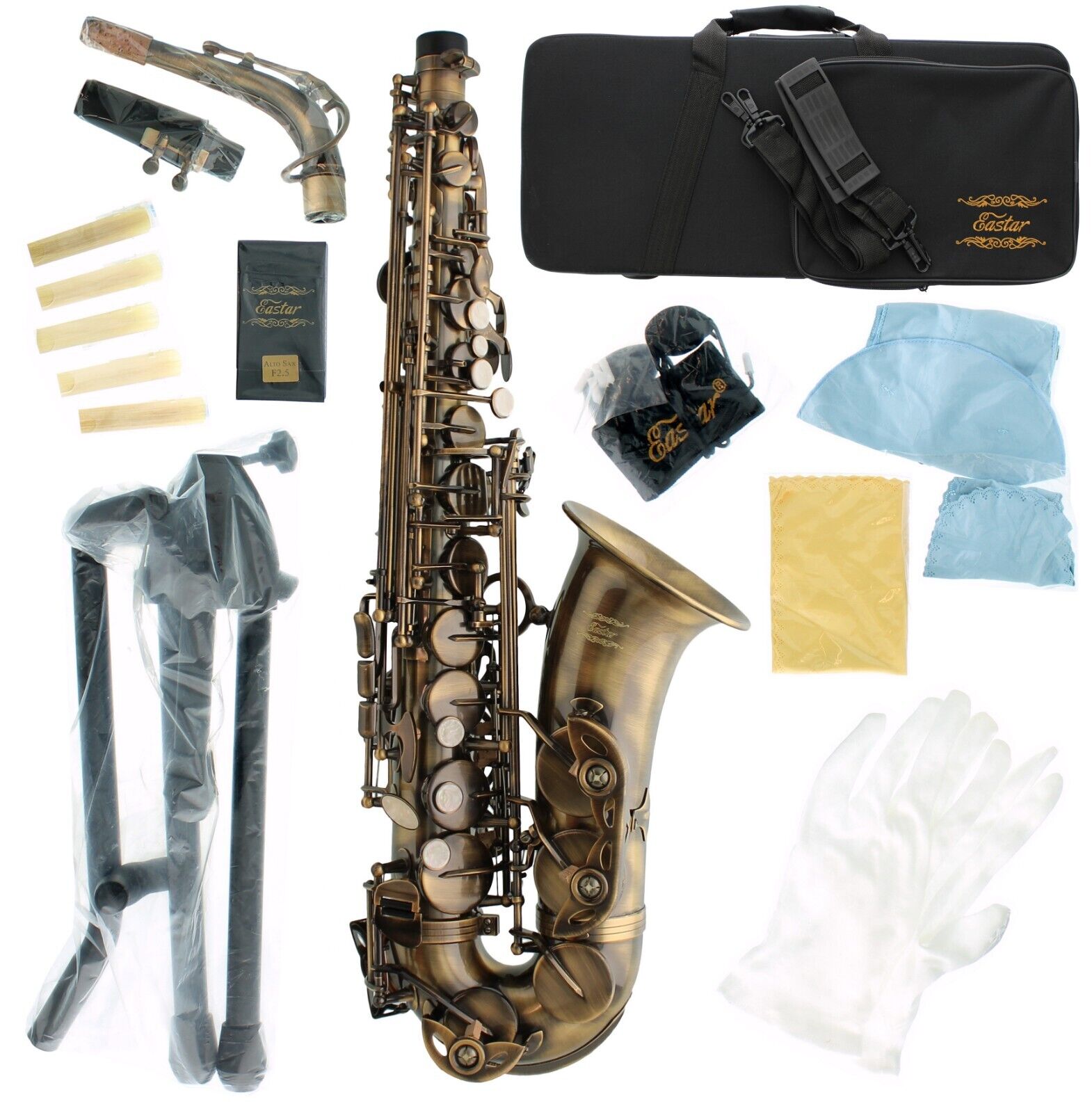 Eastar Alto Saxophone AS-II-Ab, Antique Brass, Beginner Kit Eastar Alto Saxophone AS-II-Ab, Antique Brass, Beginner Kit