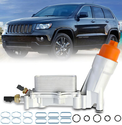 Aluminum Engine Oil Cooler Filter For 2011-16 Jeep Grand Cherokee Wrangler 3.6L