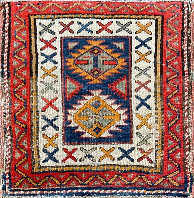 Antique Oushak Yastik Anatolian Rug, The 21'' x 21'' . #17548 AS IS