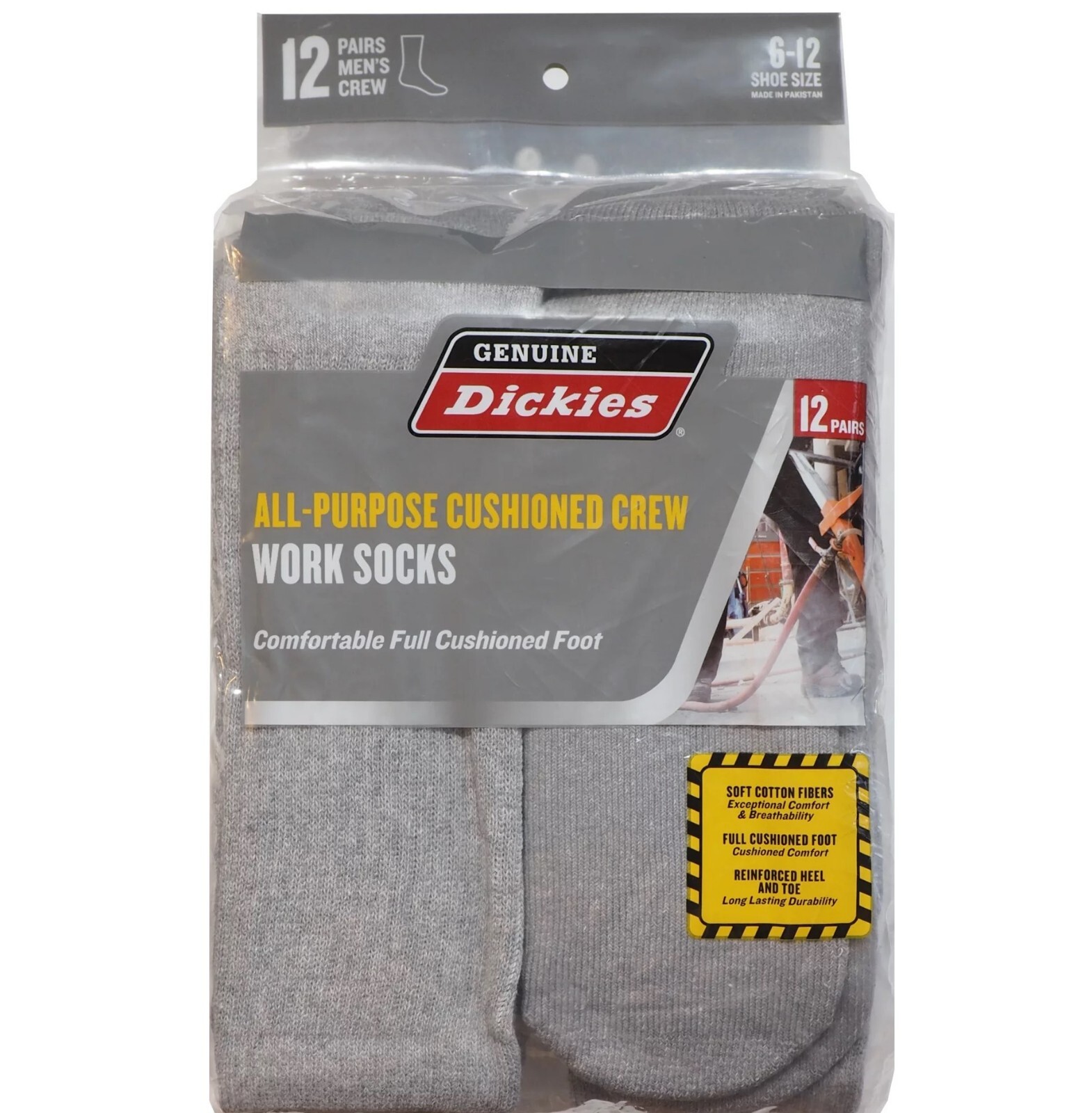 Dickies Men's Work Crew Socks, 12 Pack
