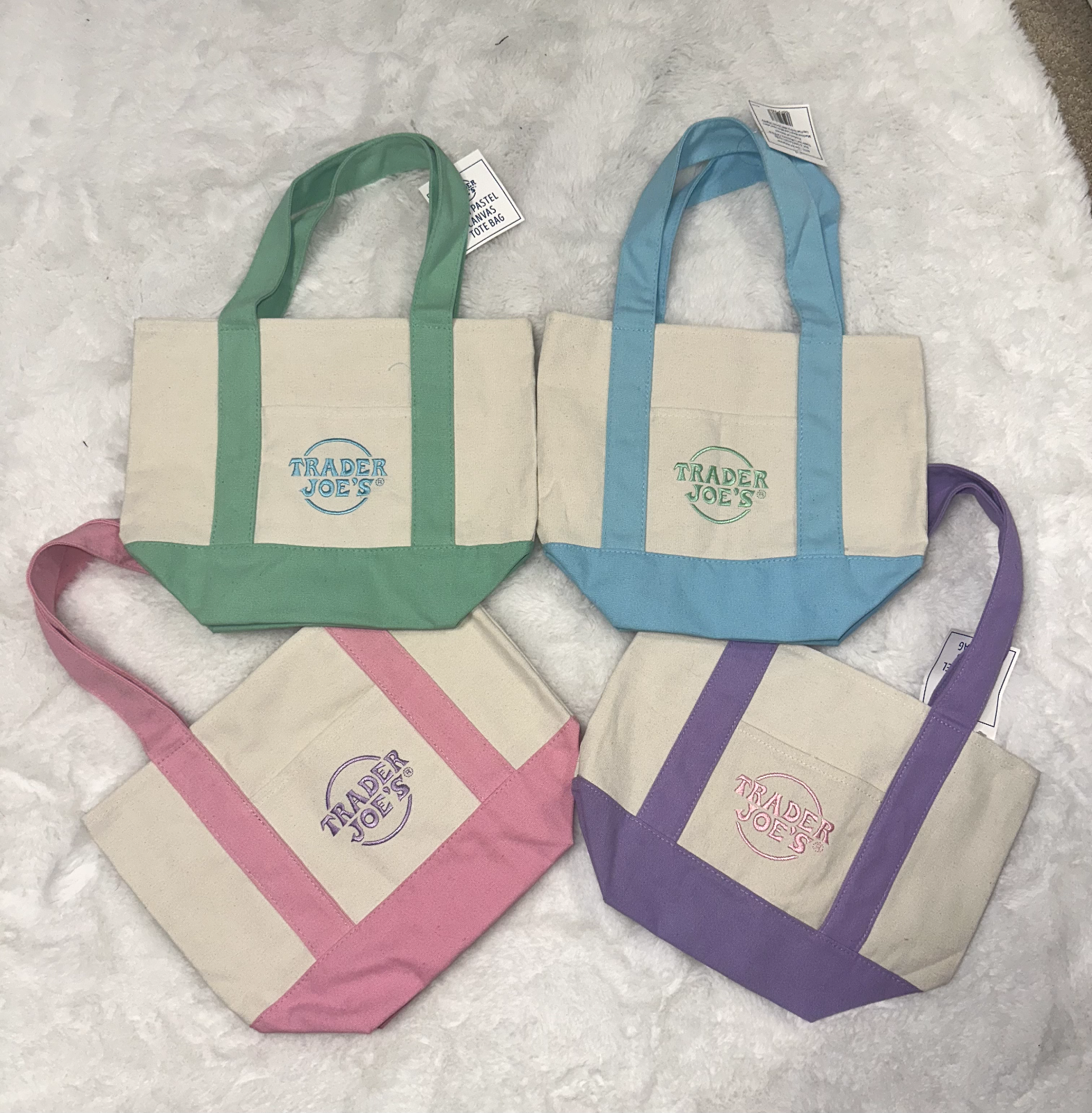 Trader Joe's Pastel Mini Canvas Tote Bags 2025 LIMITED