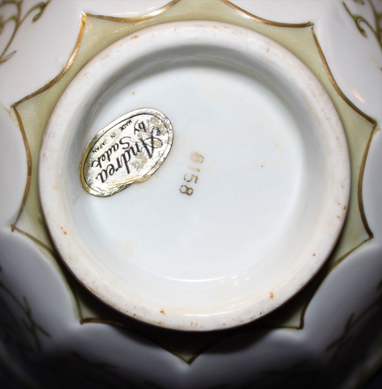 Vintage Andrea by Sadek Japan 8158 Hand Painted Scalloped Edge Lotus Bowl