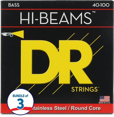 DR Strings LR-40 Hi-Beam Stainless Steel Bass Guitar Strings - .040-100 Light