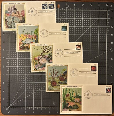 Palau Islands 1984 Sea Fan 5 FIRST DAY COVERS COLORANO SILK CACHET Sc 13-5, 17-8