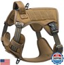 DNALLRINO Tactical Dog Harness for Medium Large Dogs, Heavy Duty Dog Harness with ID Card, Reflective Harness for Training Easy Control Dog Vest Brown