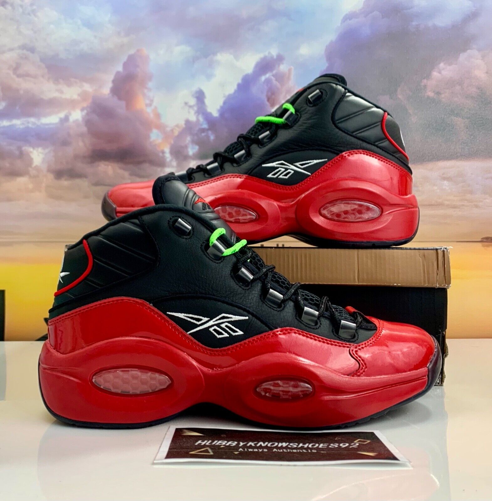 Reebok Question Mid Sneakers 76ers Bred Basketball Shoes Reebok Question Mid Sneakers 76ers Bred Basketball Shoes