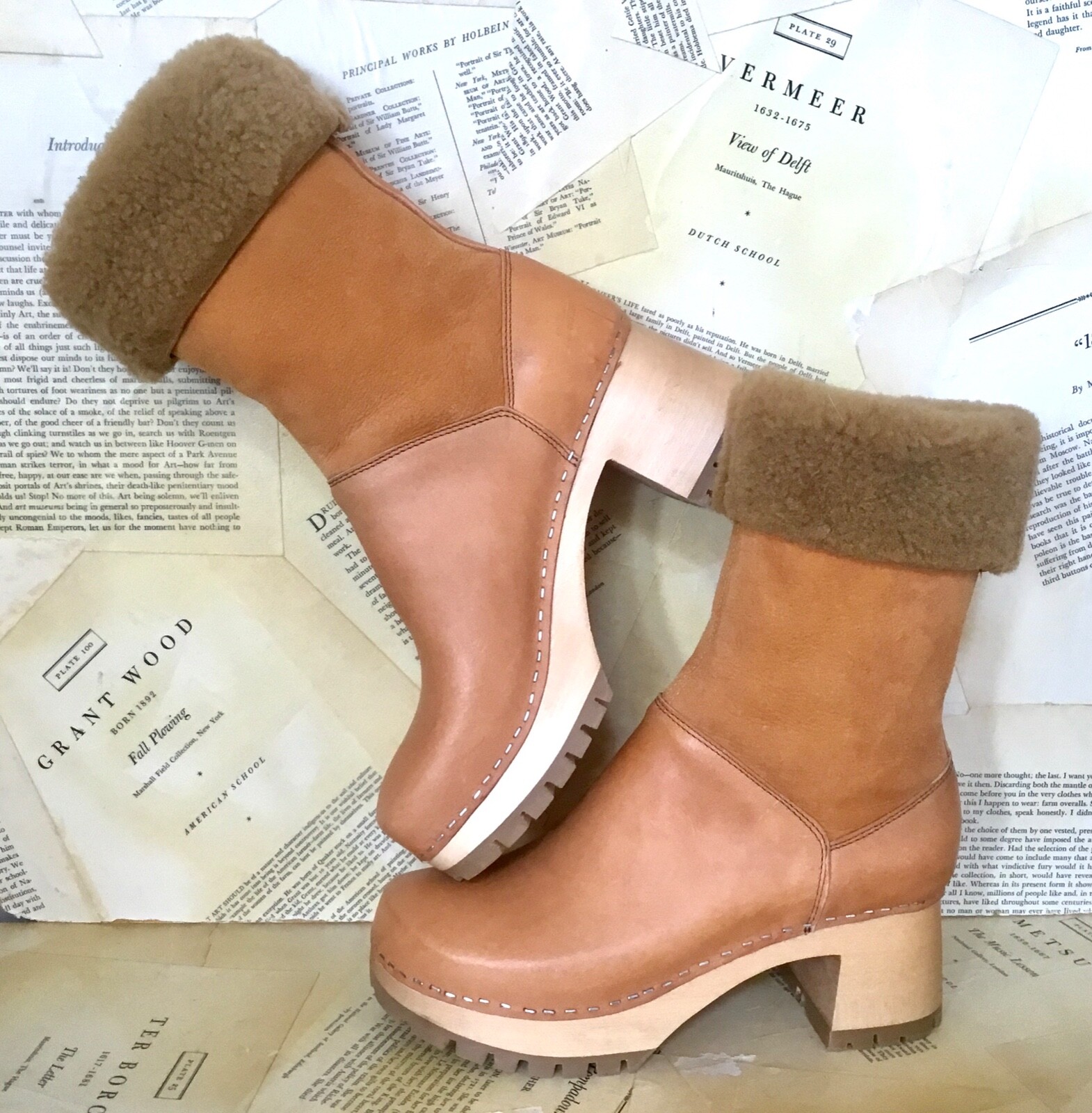 

Сабо Anthropologie Swiss Hasbeens Nature Сабо из овчины с манжетами Honey 40/10 НОВИНКА, Honey tan, 40/10