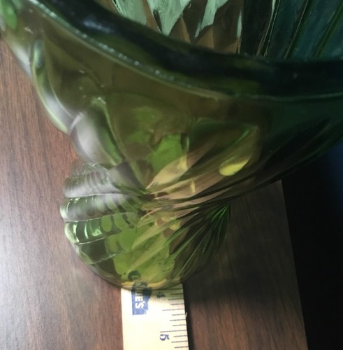 Vintage Green Swirl Glass Vase Tall