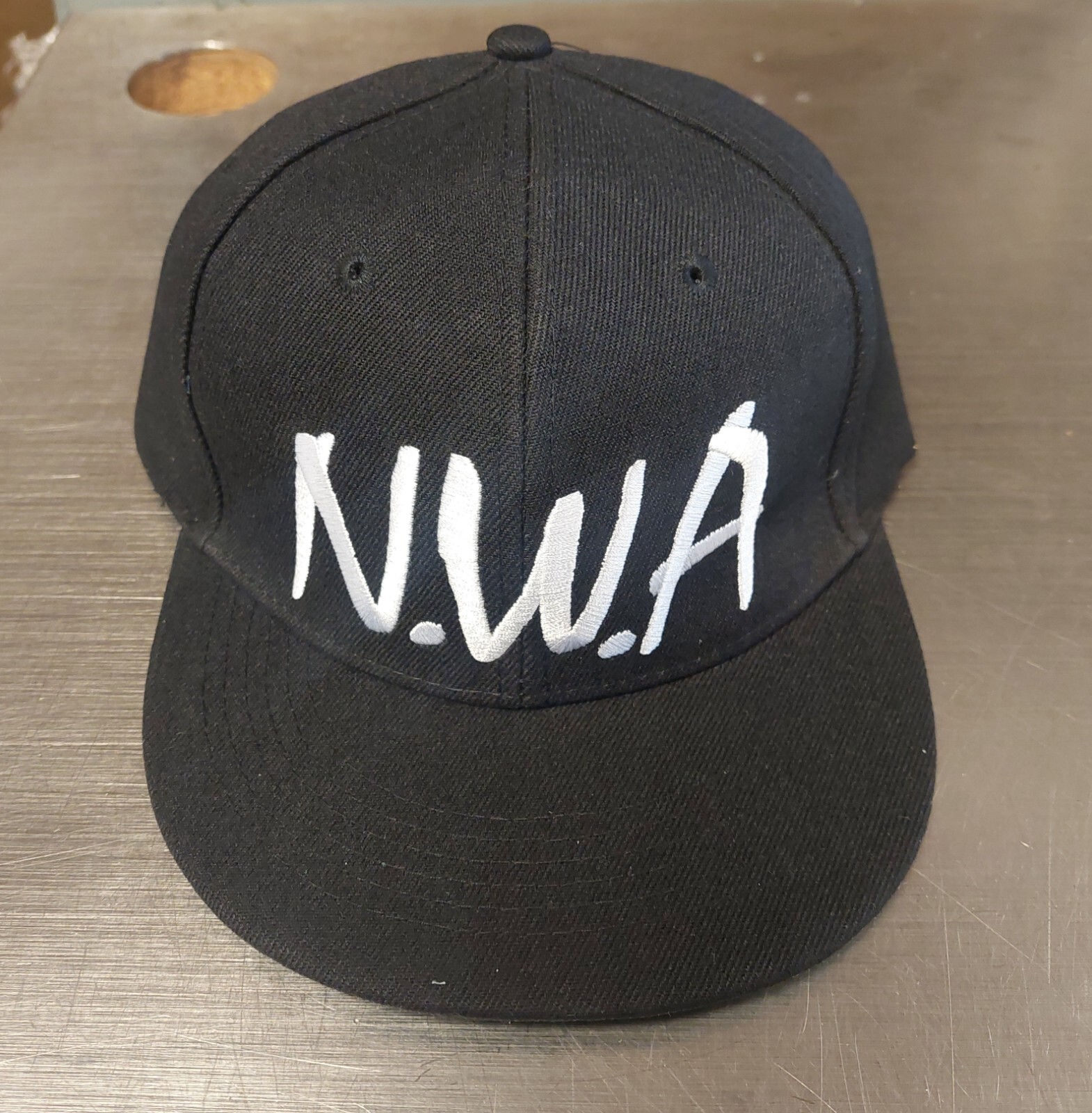 NWA plain Embroidered snapback adult Flat Bill Hat Cap Black