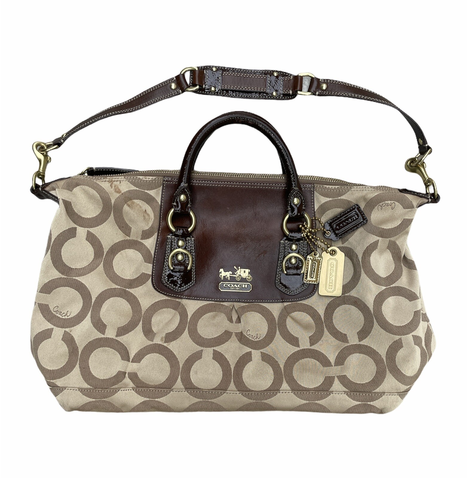 Coach ~ Op Art Large Sabrina ~ H0826-12943 ~ Khaki Sateen/Leather