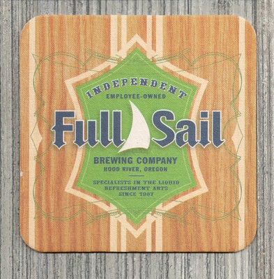 Full Sail Brewing Co Beer Coaster Hood River Oregon-S321+