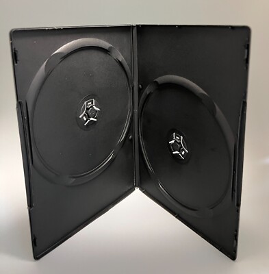 10 PCS NEW 7MM SLIM DOUBLE DVD CASE WITH SLEEVES, BLACK, PP-D7-B