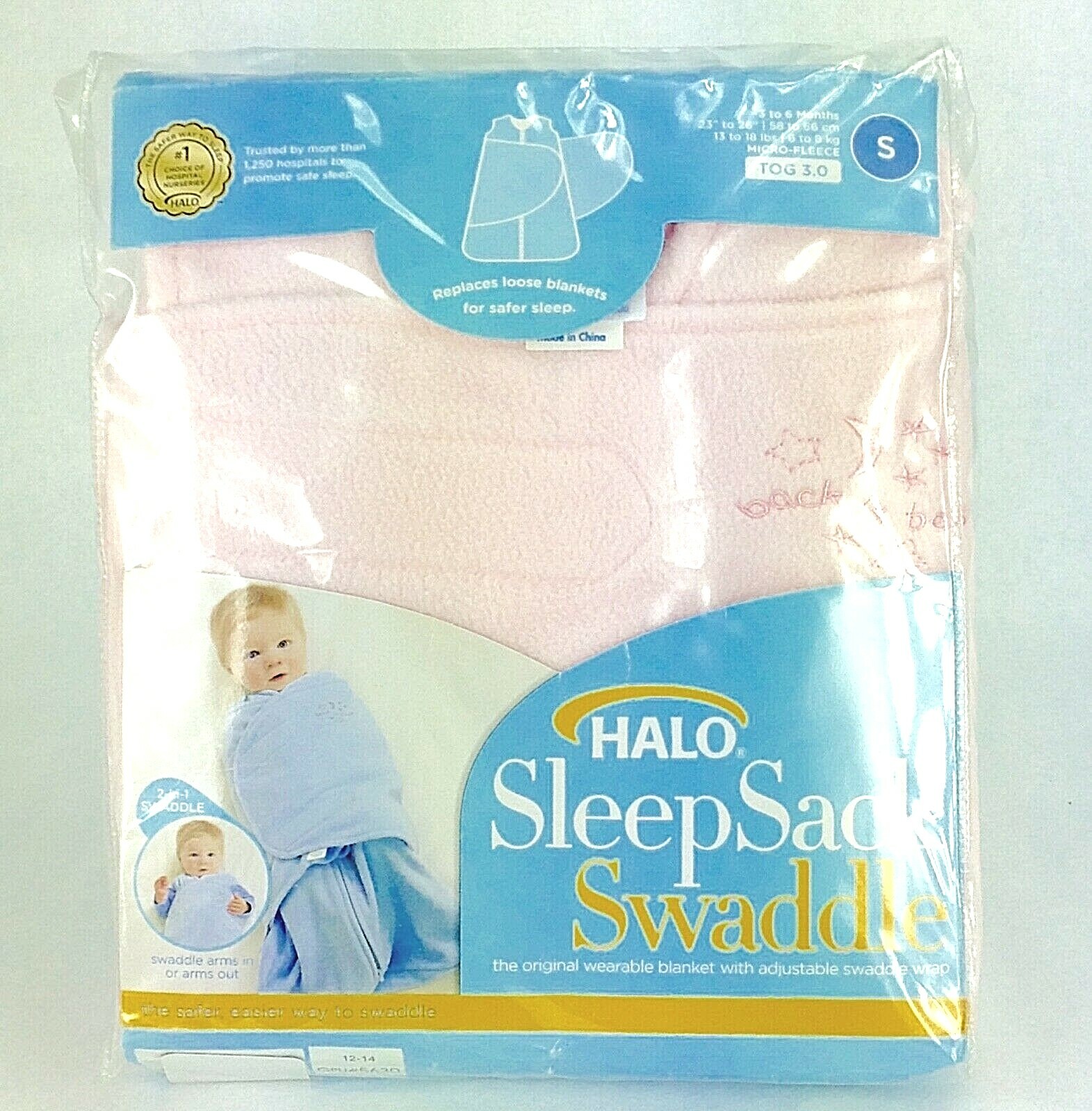 Halo Micro Fleece SleepSack Swaddle Wearable Blanket Soft Pink Small