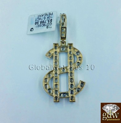 Pre-owned G&d Real 10k Yellow Gold Dollar Sign Money Charm Pendant Real Diamond In G-i