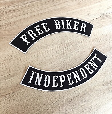 Patch dorsal FREE BIKER / INDEPENDENT motorcycles 34 cm x 6.7 cm écusson thermo
