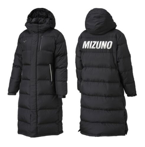 Mizuno Bench Long Coat Padded Jacket Black Winter Hood Duck Mizuno Bench Long Coat Padded Jacket Black Winter Hood Duck