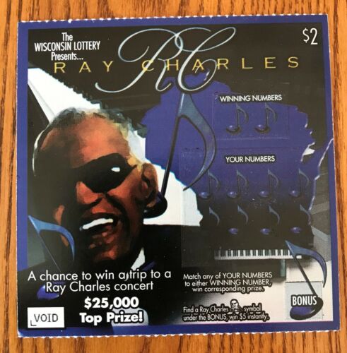 Ray Charles   Instant Wisconsin  SV Lottery Ticket