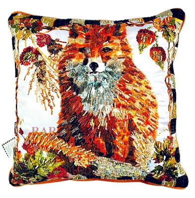 MacKenzie-Childs Amazing Fall Fox Pillow 18'' Square Brand New